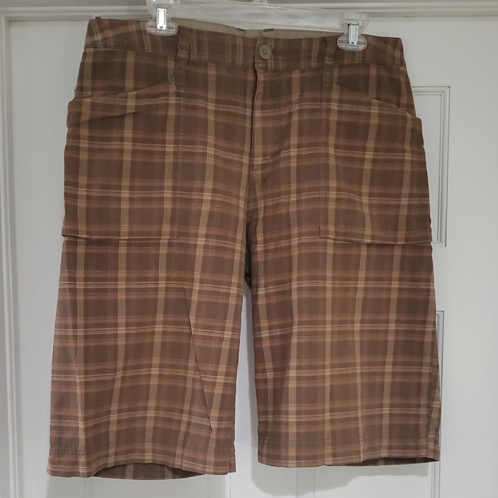 North Face Men's Brown Plaid Shorts Sz 34long